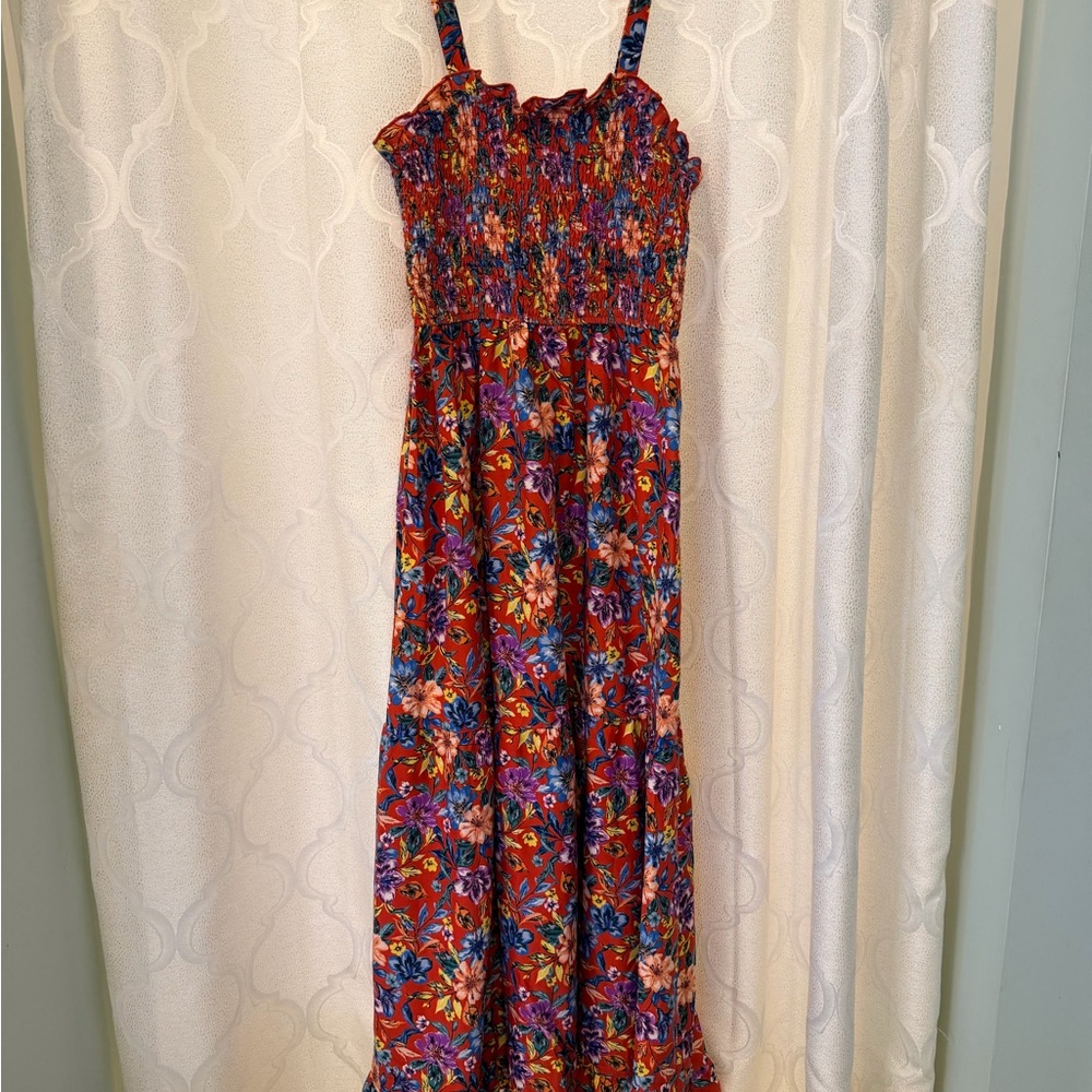 Floral Maxi Dress with Smocked Bodice